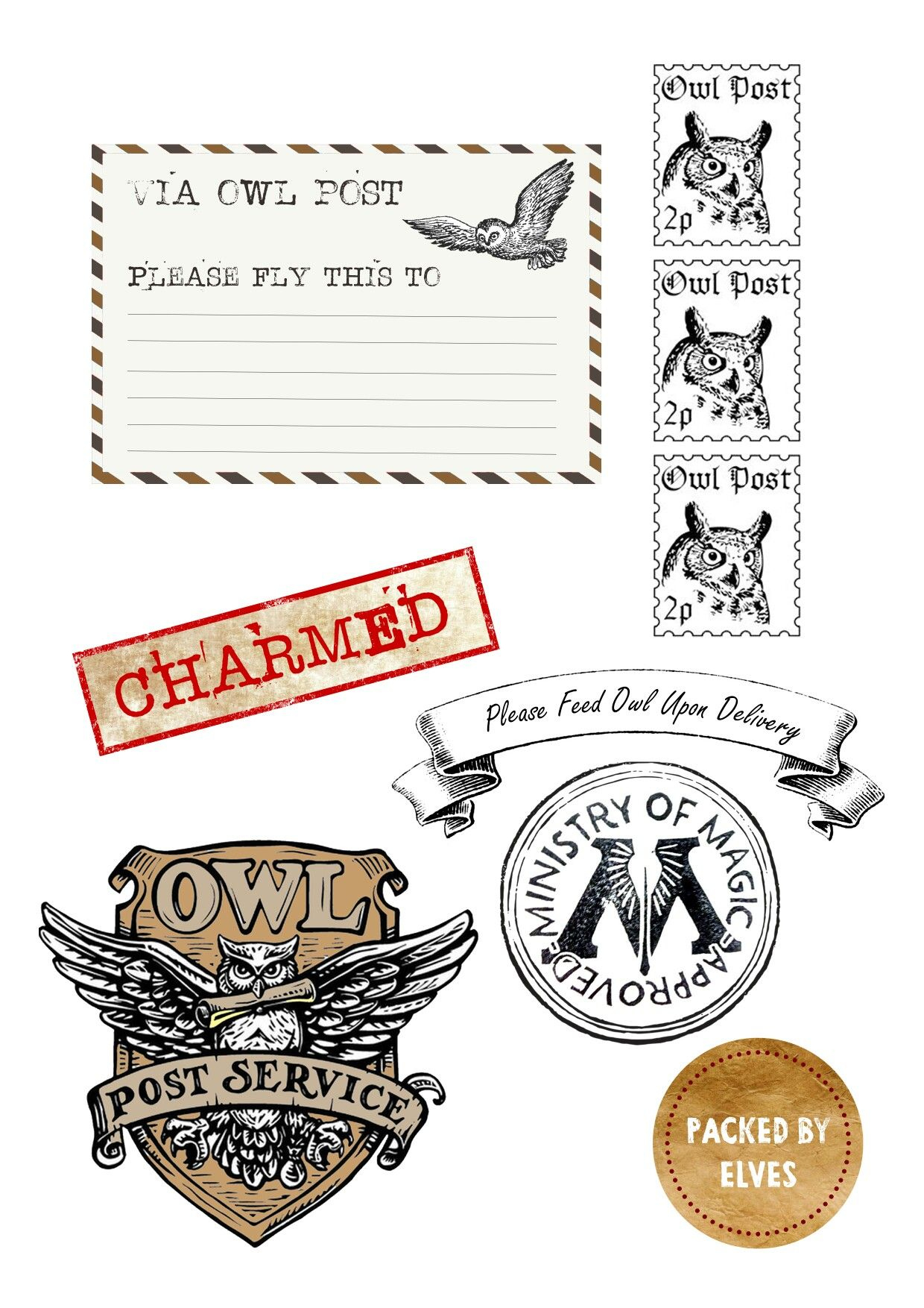 Harry Potter Owl Post Stickers regarding Harry Potter Owl Post Printable