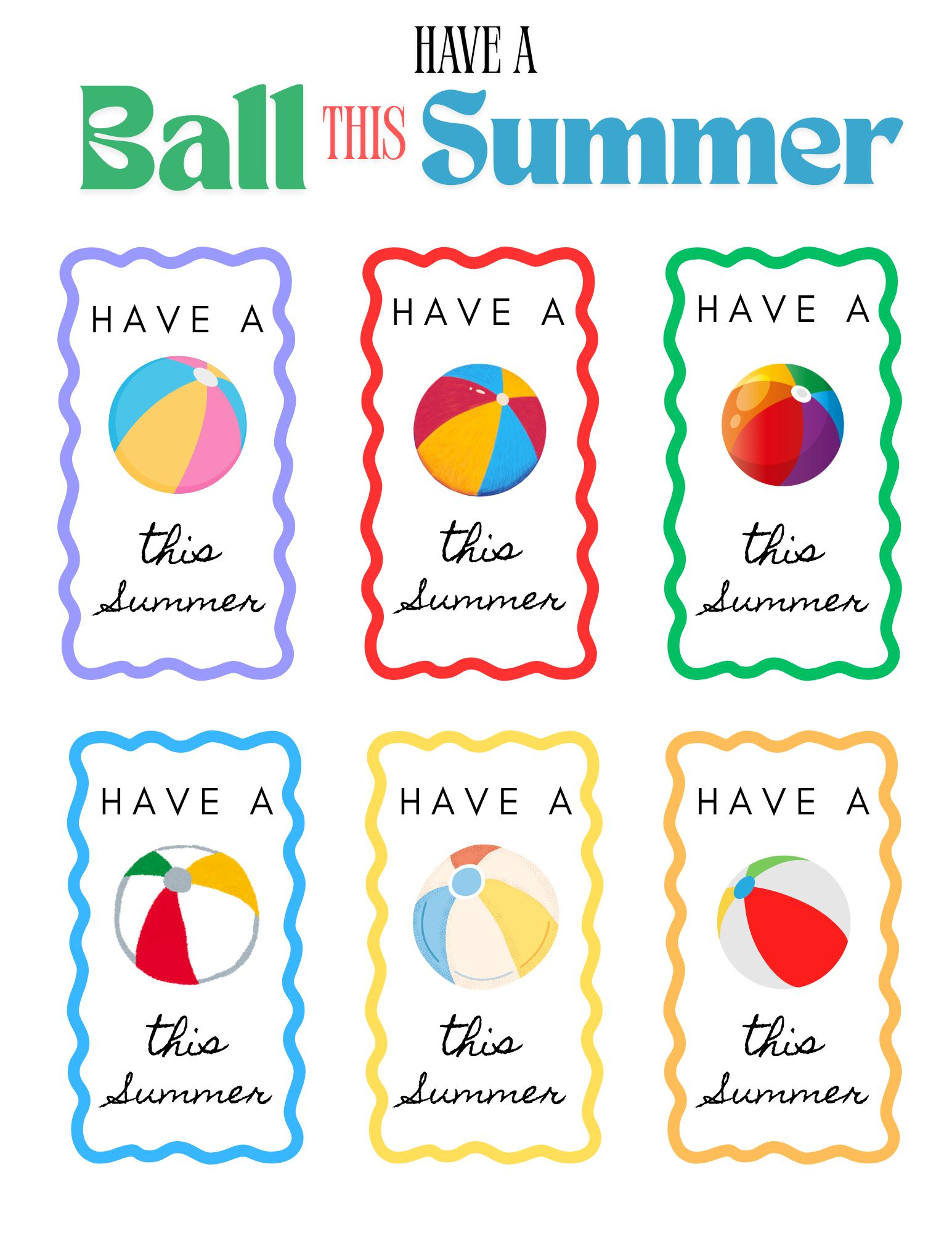 Have A Ball This Summer Printable: Fun End-Of-Year Gift Tags regarding Free Printable Summer Tags