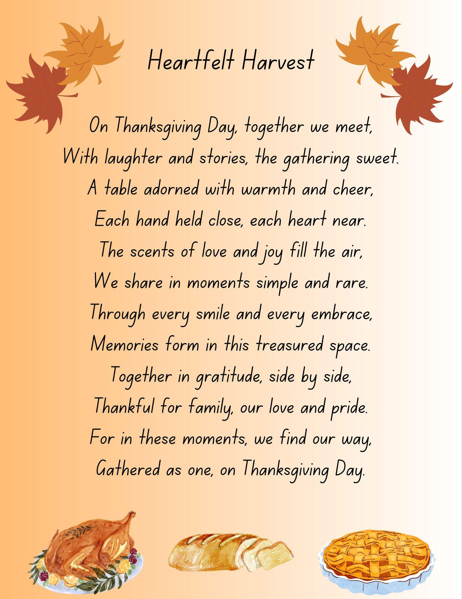 Heartfelt Harvest Thanksgiving Poem for Thanksgiving Gratitude Poem