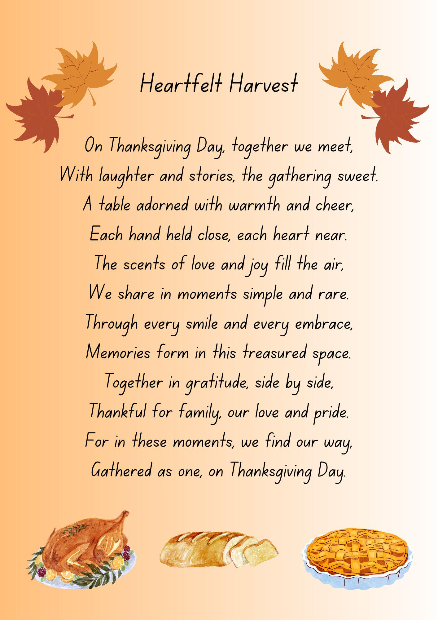 Heartfelt Harvest Thanksgiving Poem throughout Inspirational Thanksgiving Poems For Family