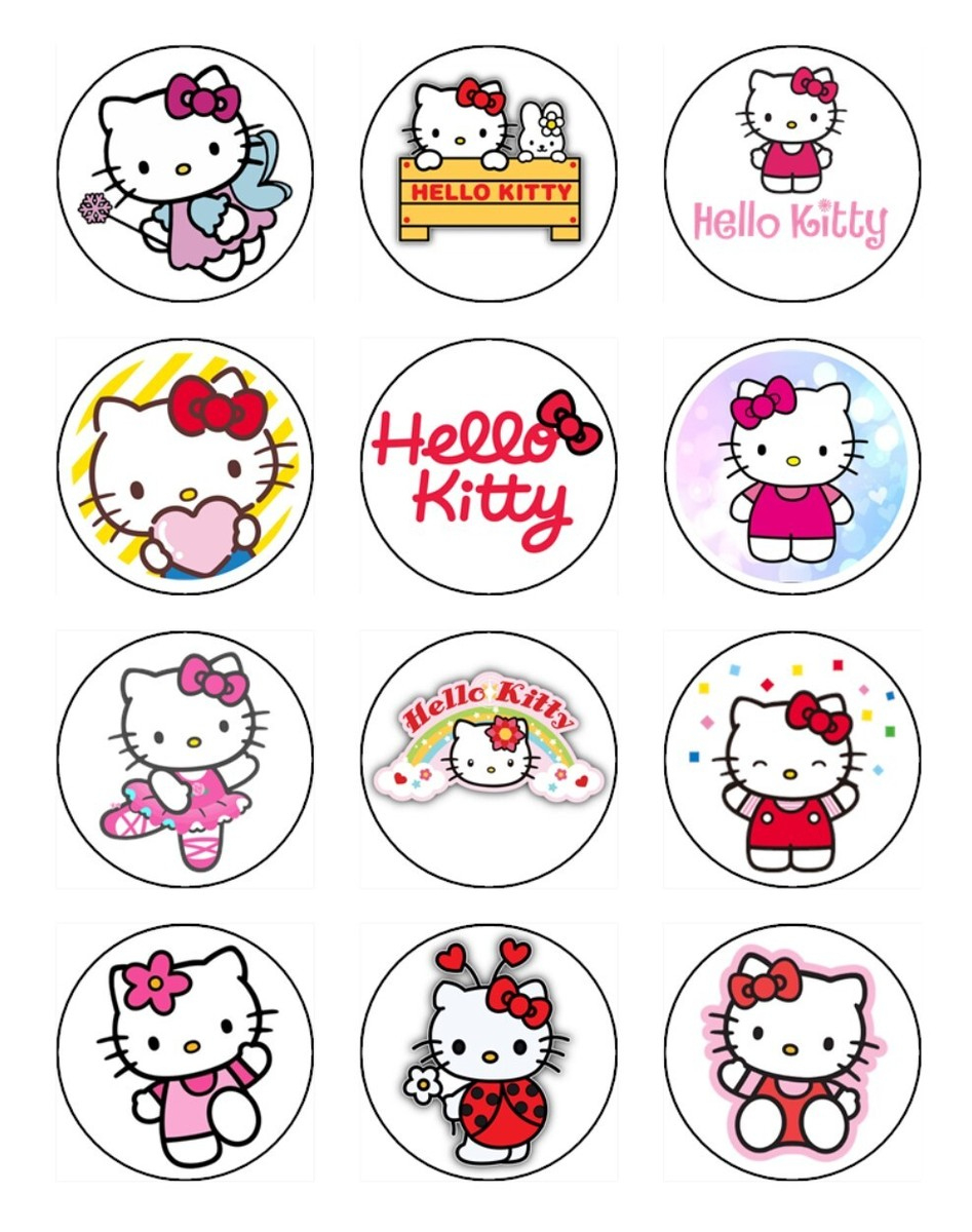 Hello Kitty Edible Icing Cupcake Toppers Birthday Cake Kitty inside Printable Hello Kitty Cupcake Toppers