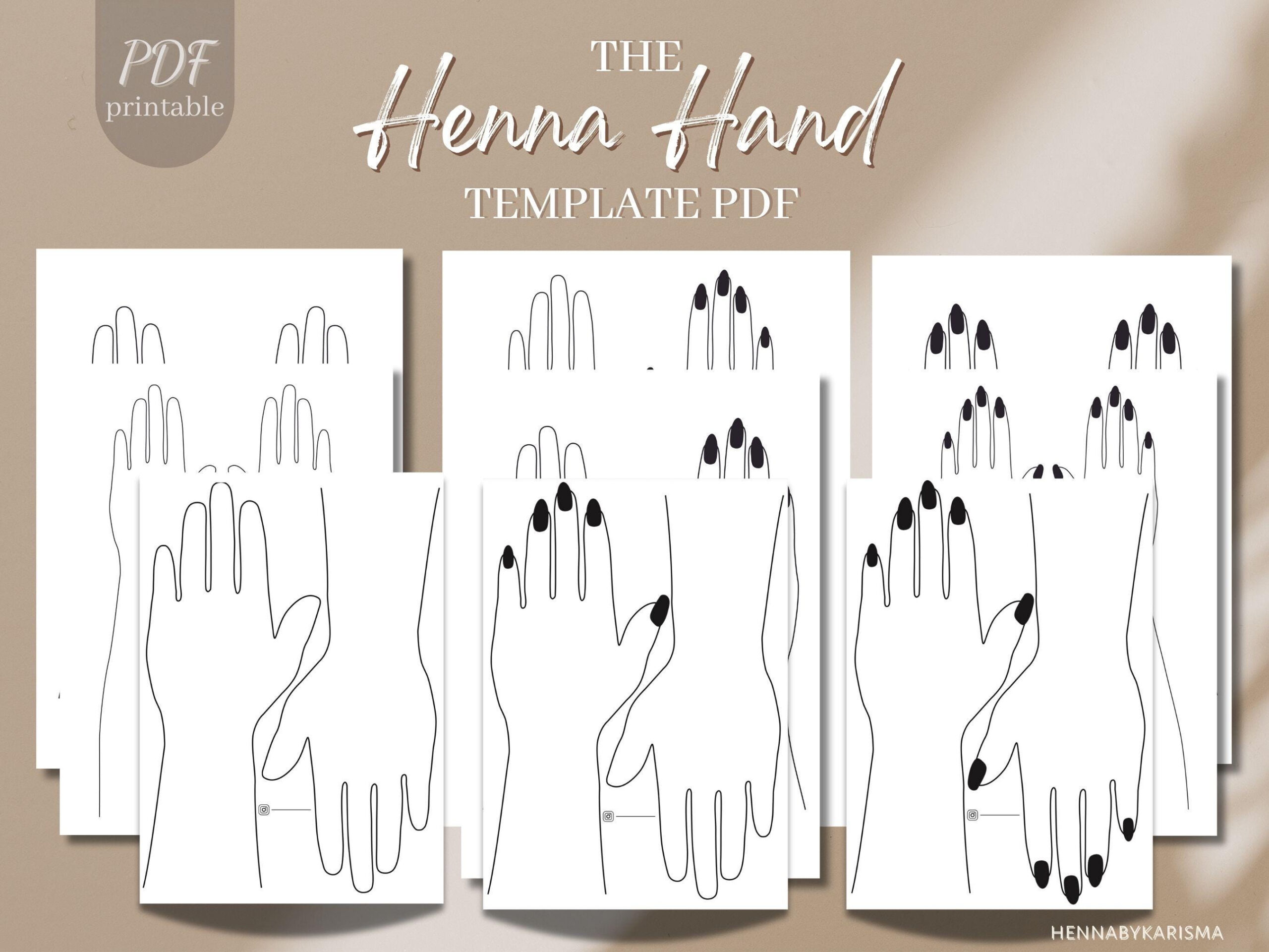 Henna Hand Templates: Practice Art Planner (Pdf Download) - Etsy inside Printable Hand Template For Henna
