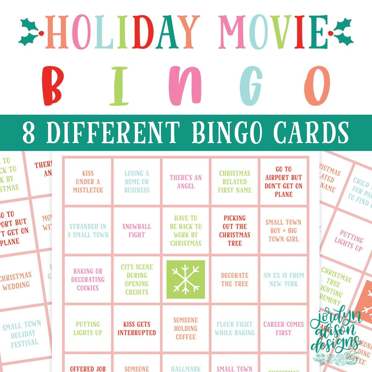 Holiday Movie Bingo Cards, Christmas Movie Bingo, Printable pertaining to Holiday Movie Bingo Cards