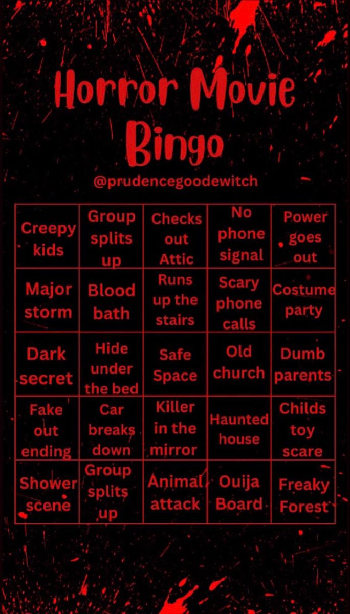Horror Movie Bingo throughout Horror Movie Bingo Cards