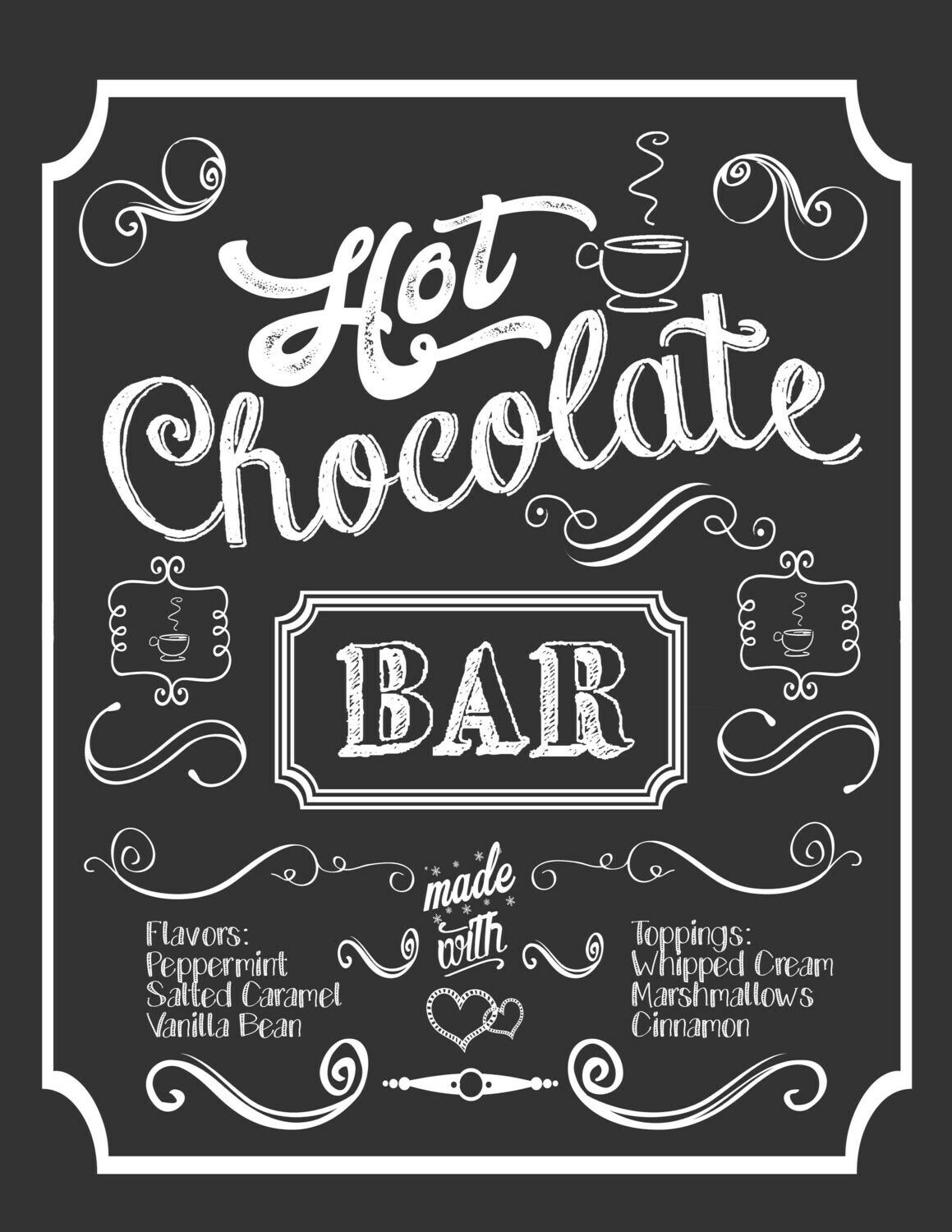 Hot Chocolate Bar Free Chalkboard Printable Sign with Free Hot Chocolate Bar Printables