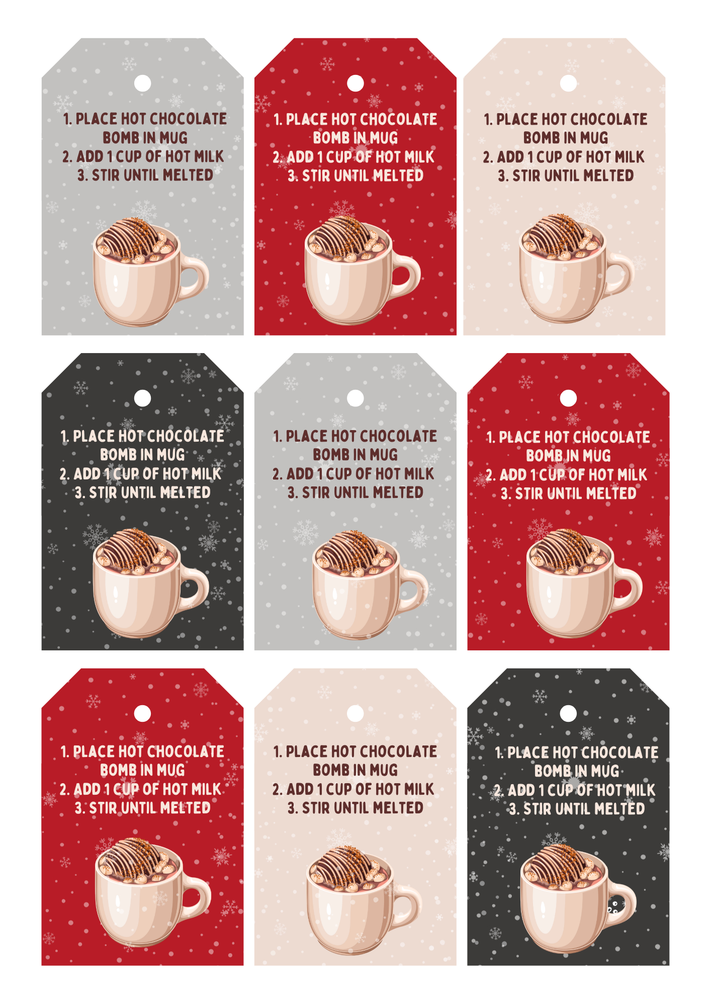 Hot Chocolate Gift Tags Free Printables for Free Printable Hot Chocolate Tags
