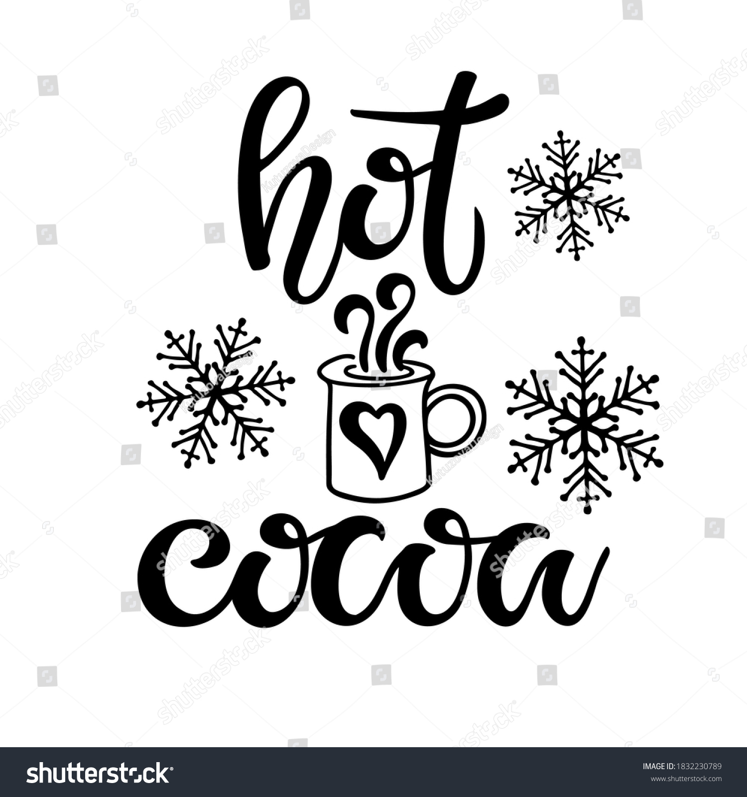 Hot Cocoa Sign Text Cocoa Mug Stock Vector (Royalty Free regarding Printable Hot Chocolate Sign