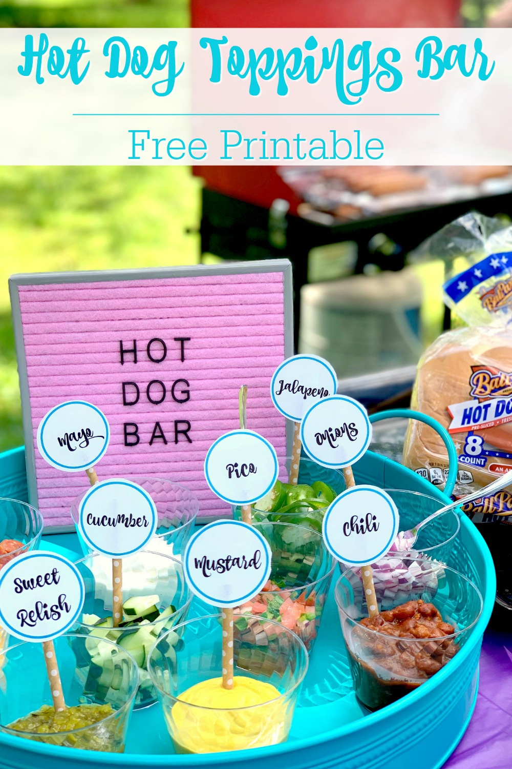 Hot Dog Toppings Bar With Free Printable - Life. Family. Joy in Free Printable Hot Dog Bar Menu Printables