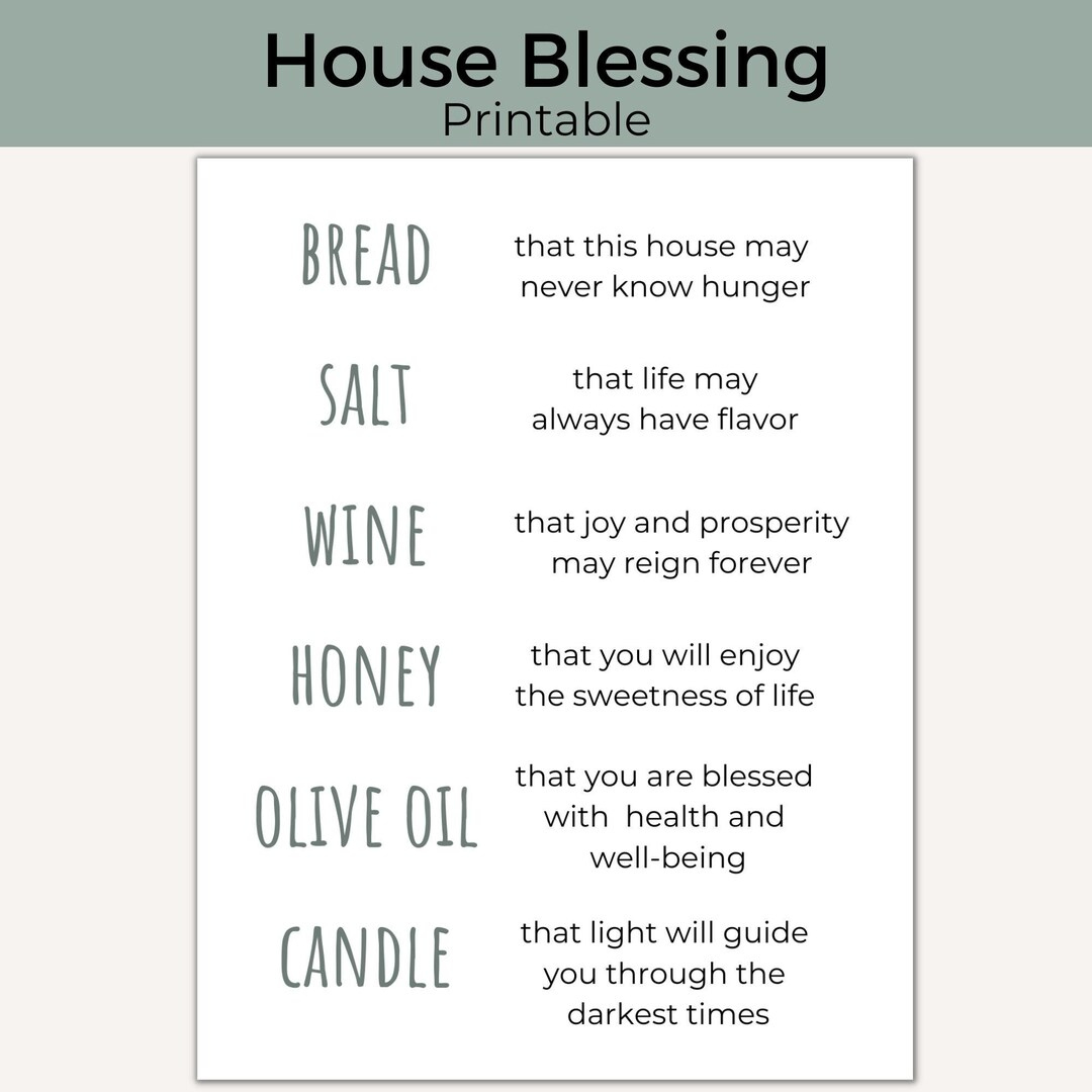 Housewarming Printable| House Blessing Printable| Bread, Salt for Free Printable Bread Wine Salt Housewarming Poem