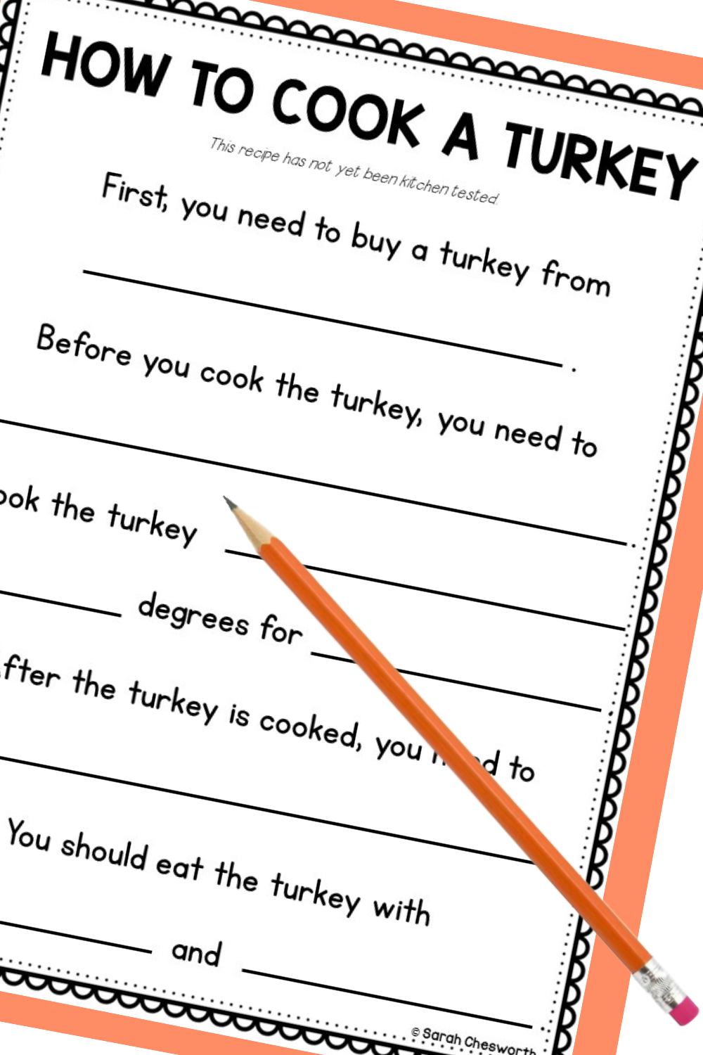 How To Cook A Turkey Writing Activity with How To Cook A Turkey Preschool Printable
