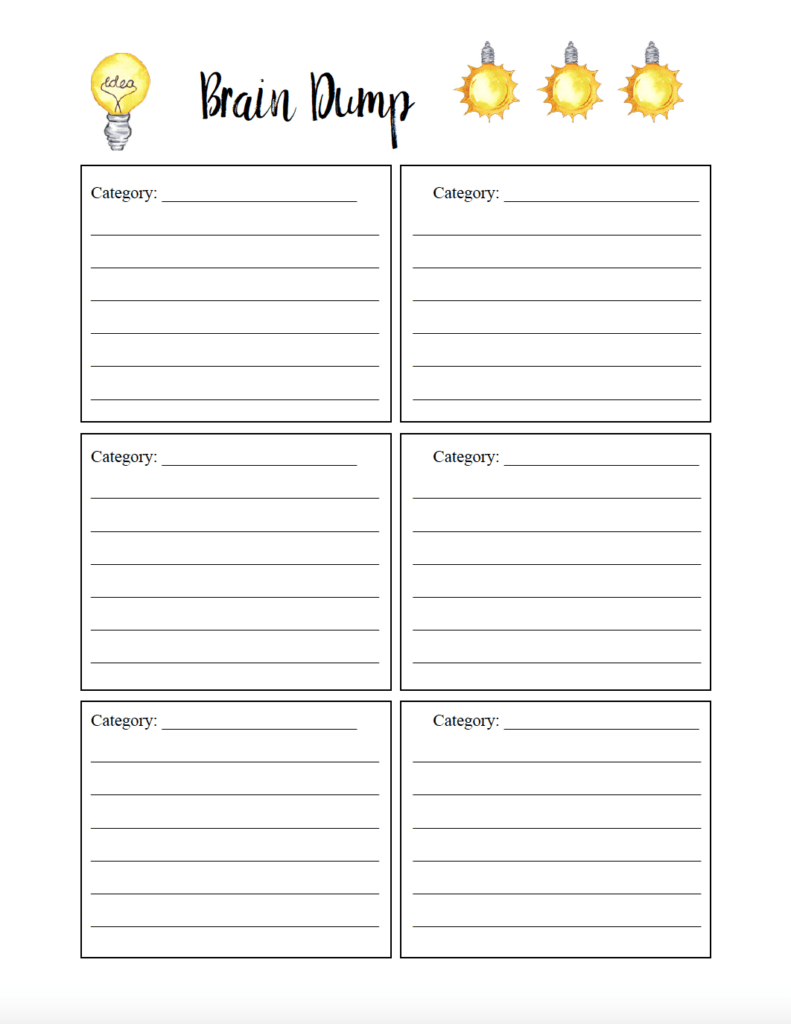 How To Do A Brain Dump. &amp;amp; Free Printable Brain Dump Worksheet for Free Brain Dump Printable
