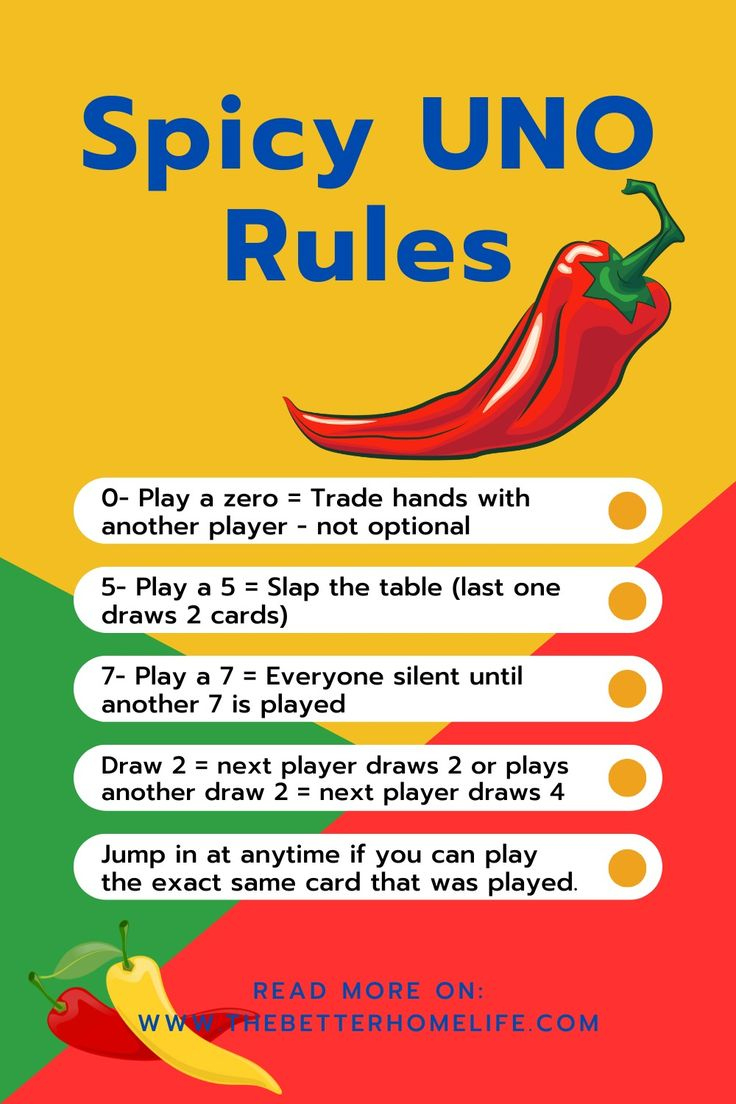 How To Play Spicy Uno regarding Spicy Uno Rules Printable