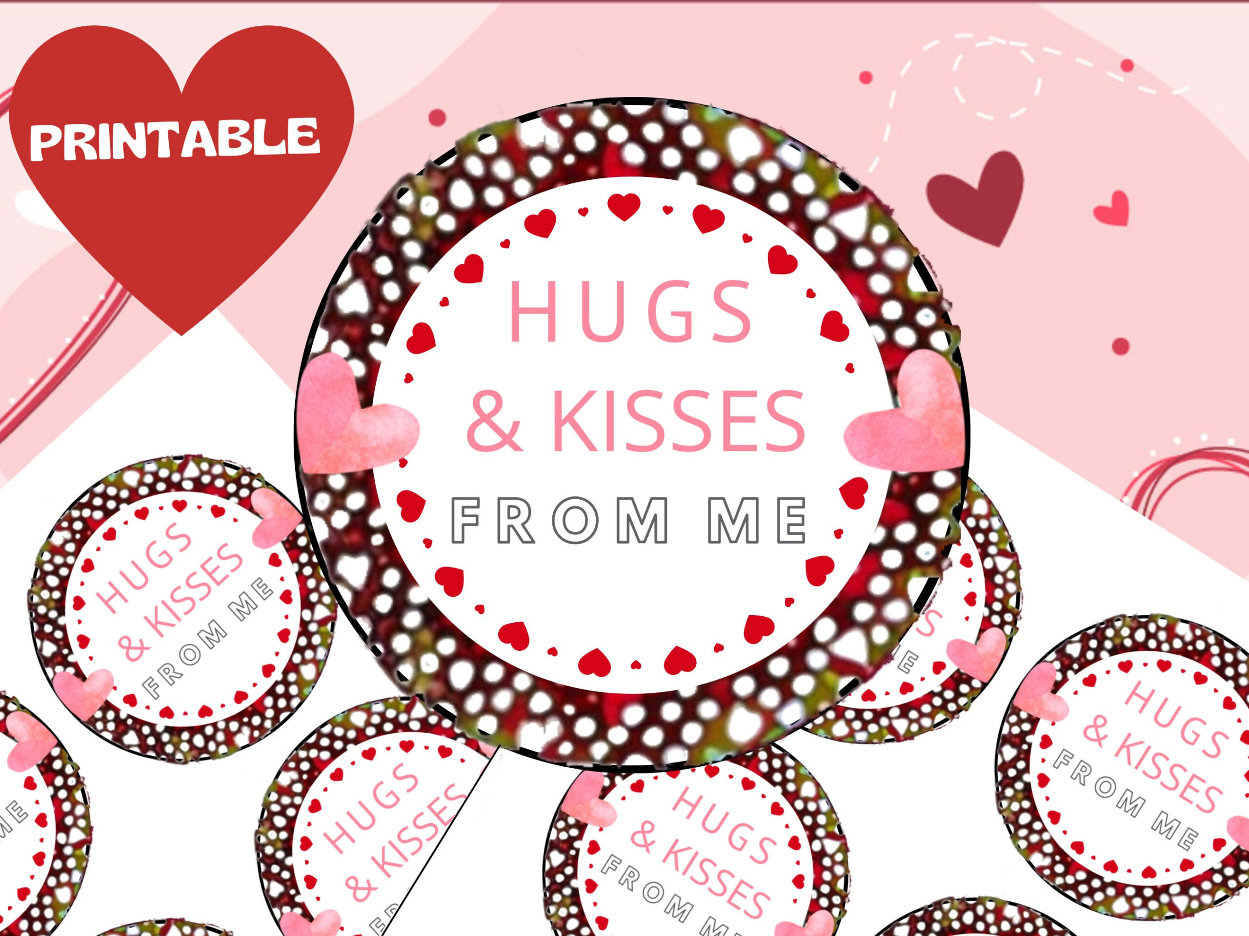 Hugs And Kisses Printable Favor Tag For Valentine'S Day in Hugs and Kisses Printable Tag