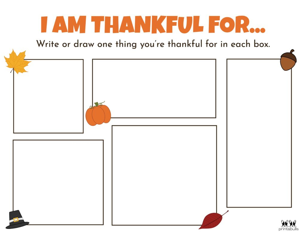 I Am Thankful For' Printables - 10 Unique Worksheets | Printabulls within Thanksgiving I am Thankful For Fill In The Blank Printable