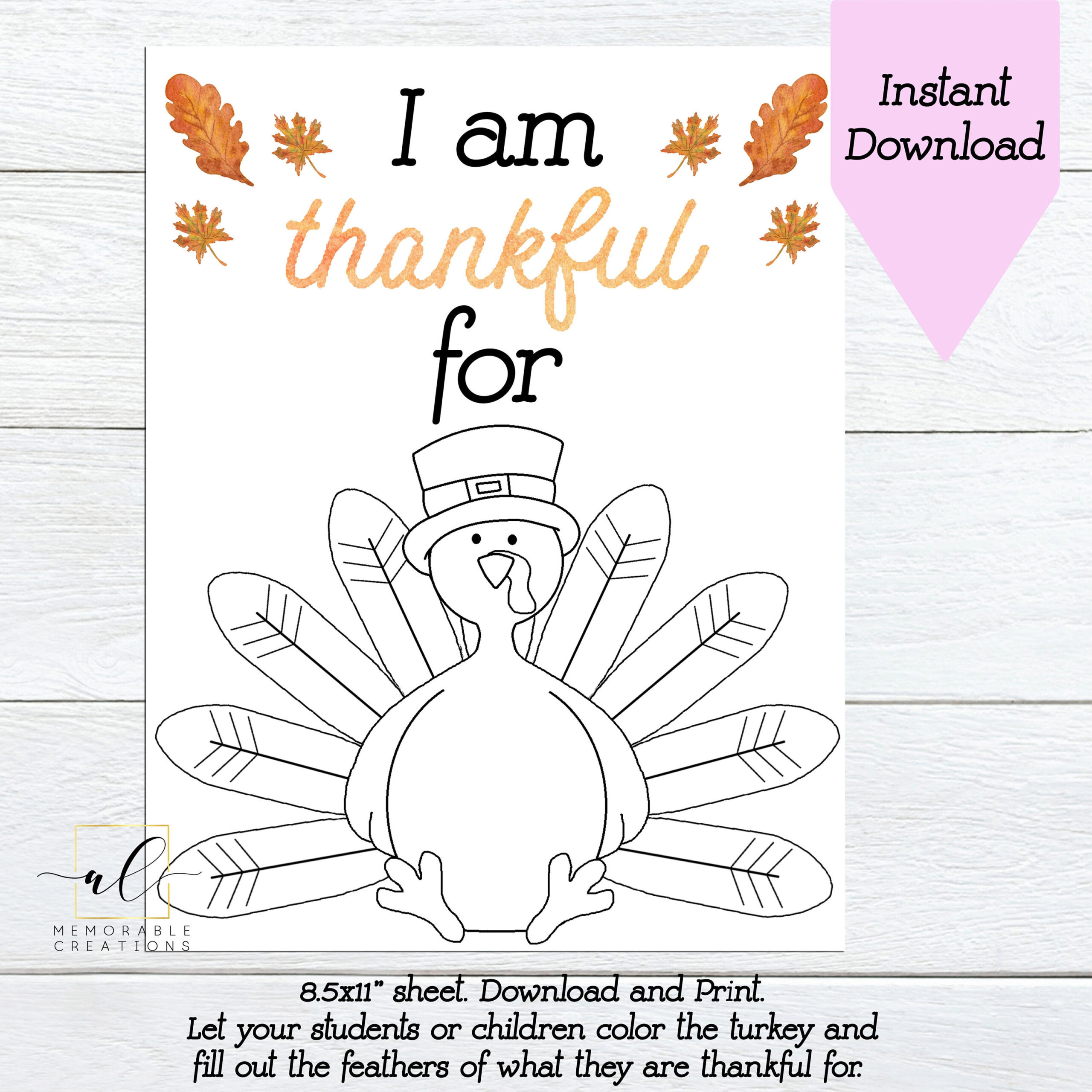 I Am Thankful For Turkey Printable, Kids Thanksgiving Activity, I with regard to Thanksgiving Printable I Am Thankful