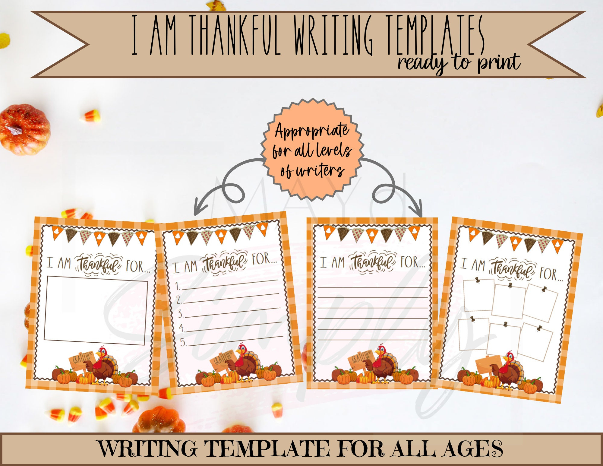 I Am Thankful For Writing Paper/Template/Prompt/Topic - Thanksgiving intended for Thanksgiving Writing Paper Printable I am Thankful