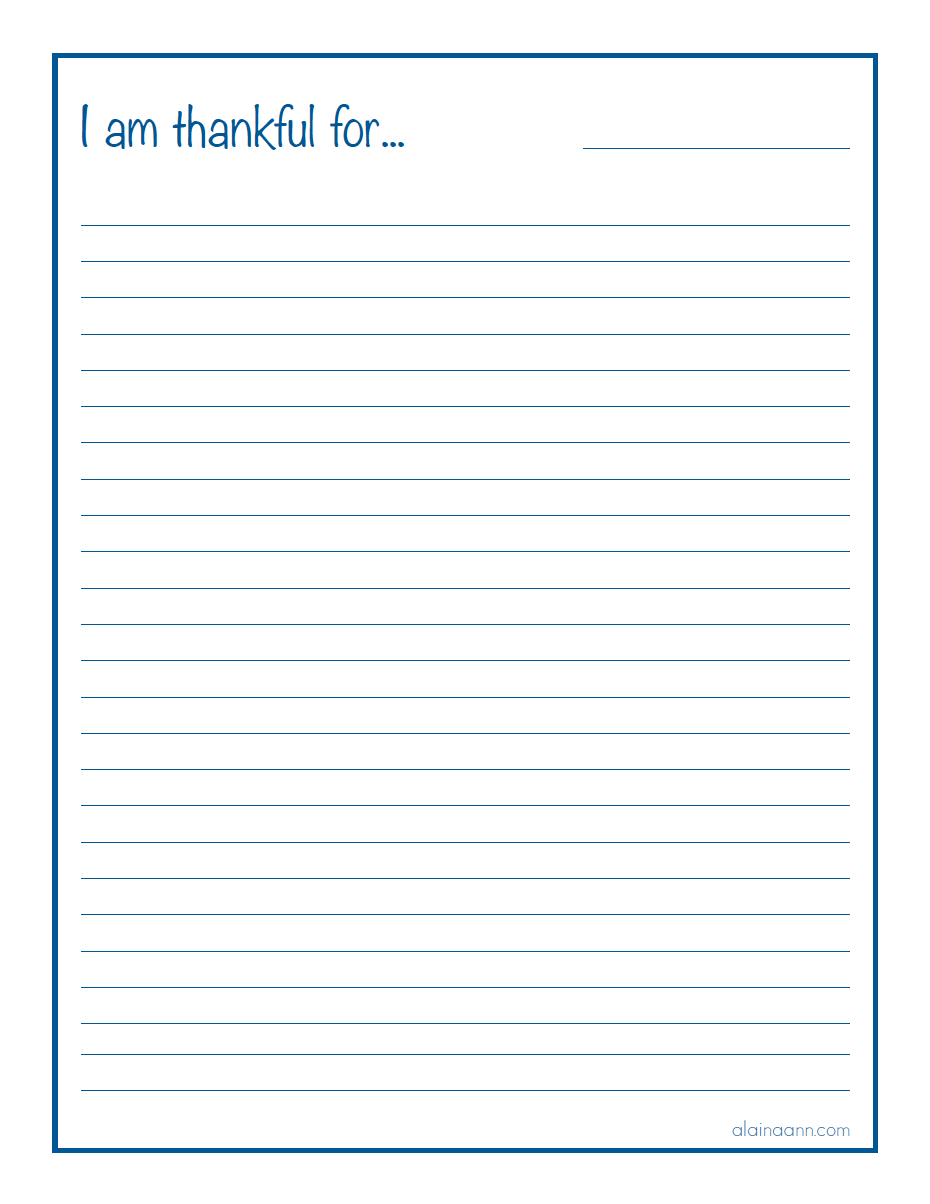 I Am Thankful Page Printable — Alaina Ann for I Am Thankful For Writing Printable