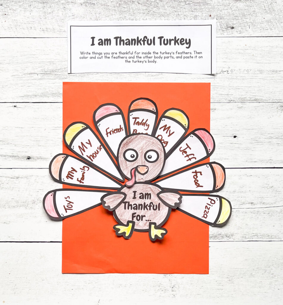 I Am Thankful Turkey Printable Craft Activity in Printable Turkey I Am Thankful For Colorful