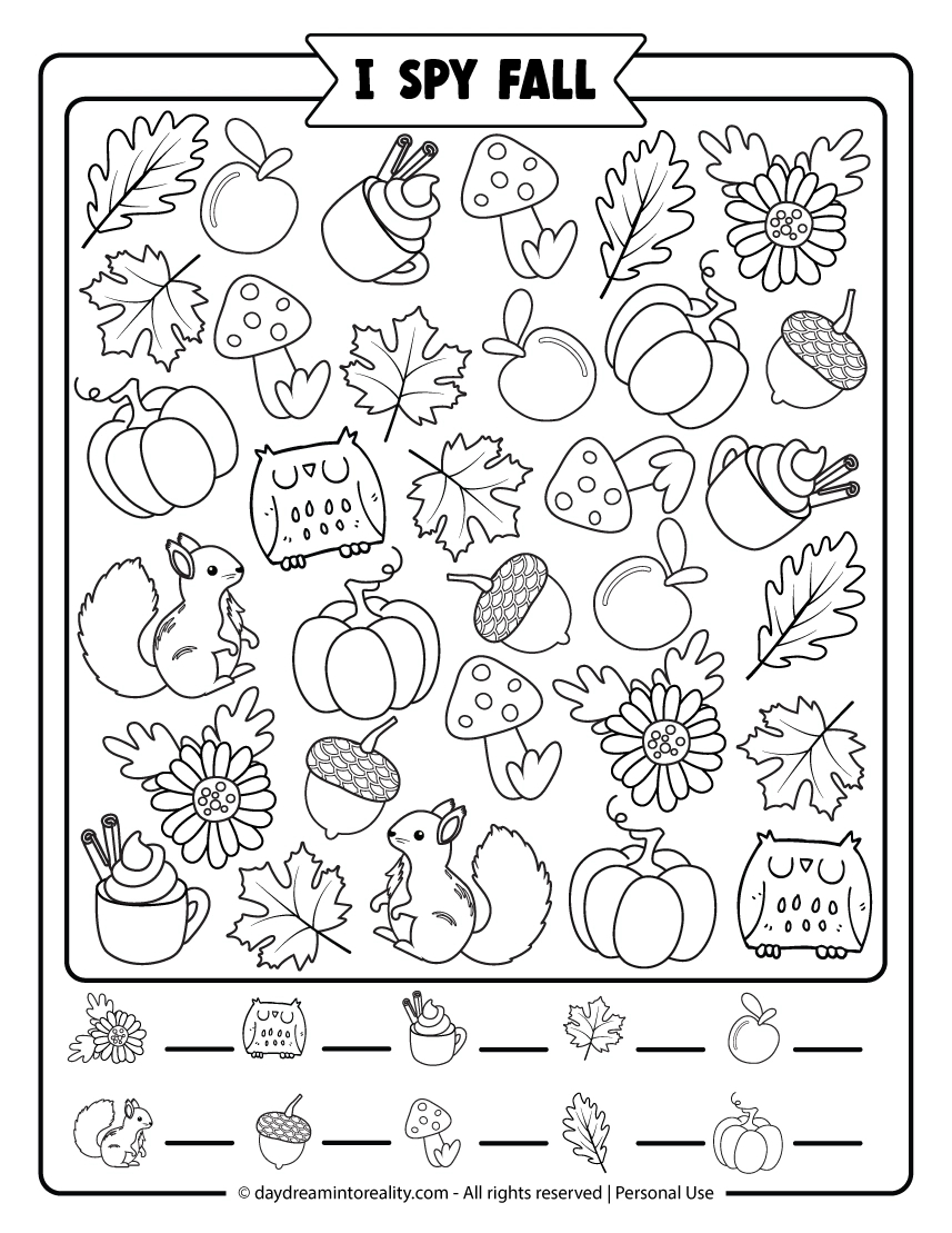 I Spy Fall Free Pdf Printable | Easy, Medium, And Hard! ~ Daydream for I Spy Printable Free