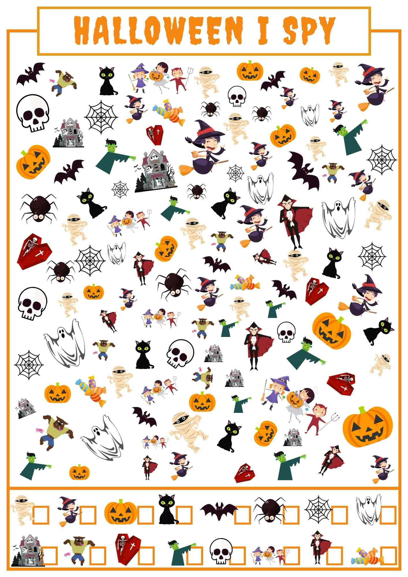 I Spy Halloween Activity For Kindergarten And English Language for Halloween I Spy Free Printable