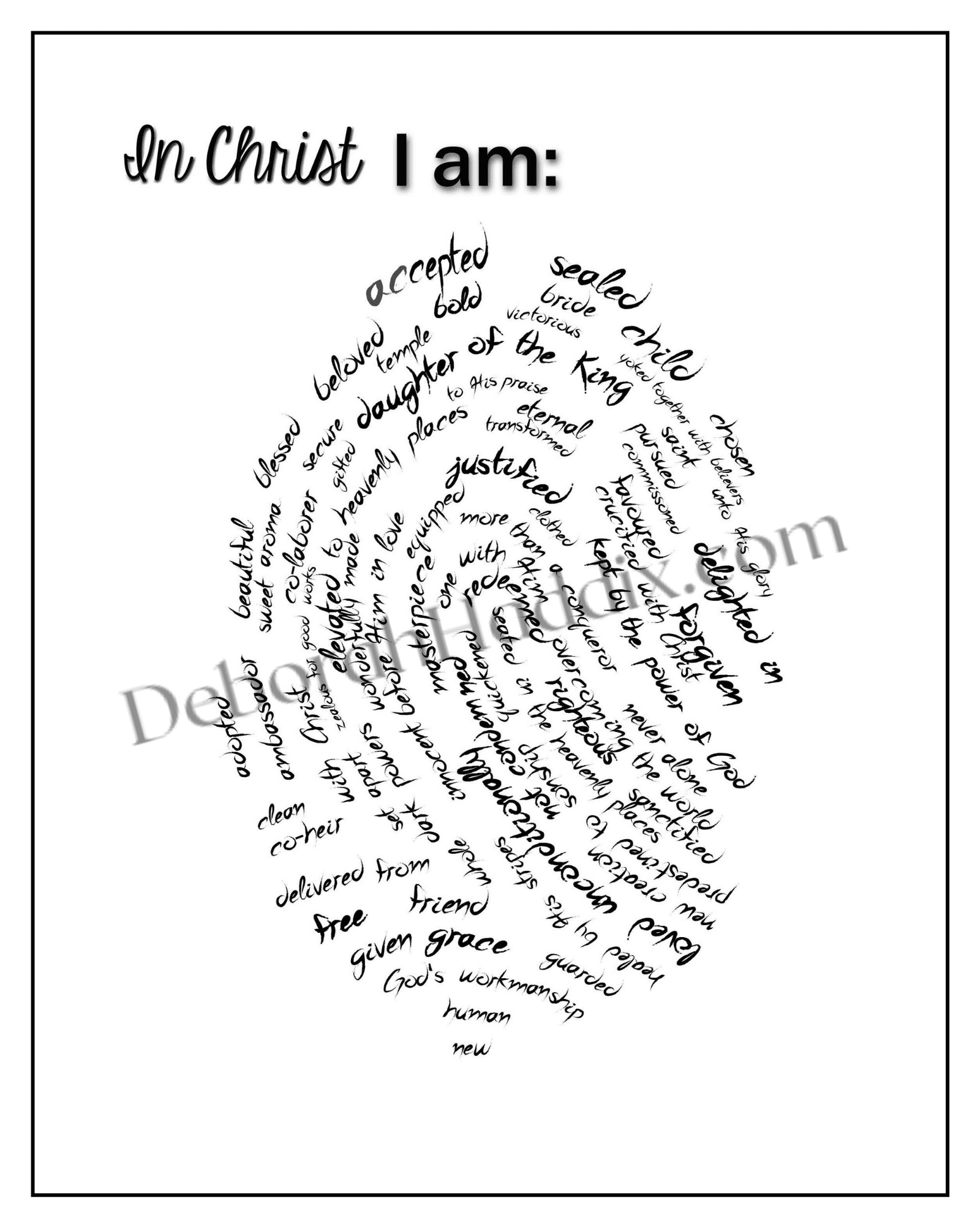 Identity In Christ Thumbprint Image | Online Store | Deborah Haddix intended for My Identity in Christ Free Printable
