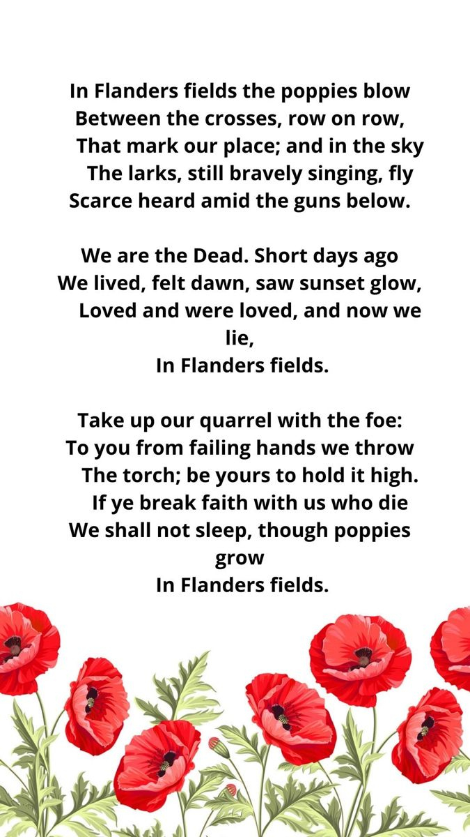 In Flanders Fields - Remembrance Day Poem within Veterans Day Poppy Field Poem