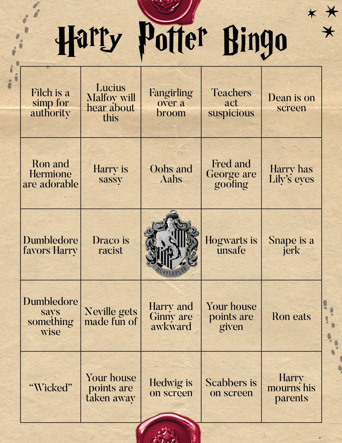 Inkspot | Harry Potter Bingo: Re-Igniting The Magic After Repeat Views intended for Harry Potter Bingo Cards