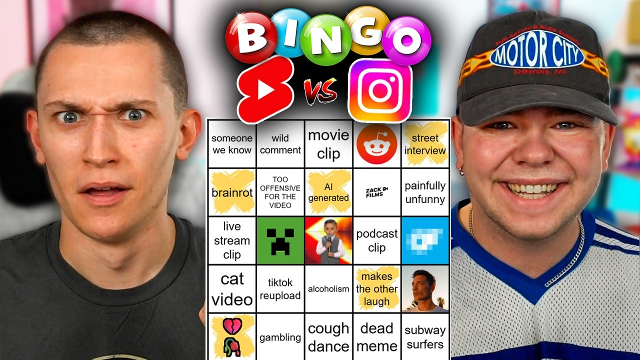 Instagram Reels Vs Youtube Shorts Bingo with Youtube Shorts Bingo Card