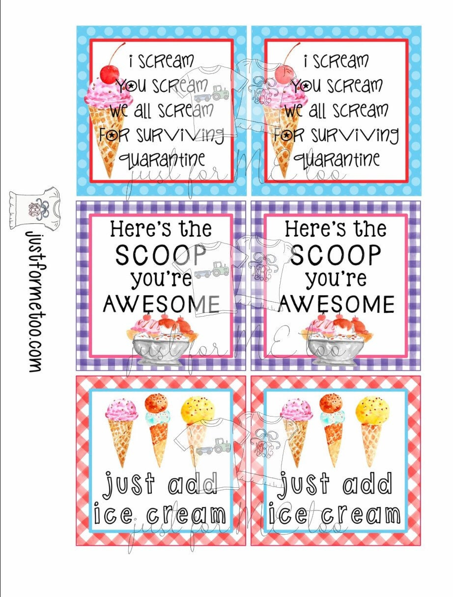 Instant Download Printable Ice Cream Bundle, Printable Tag intended for Just Add Ice Cream Printable