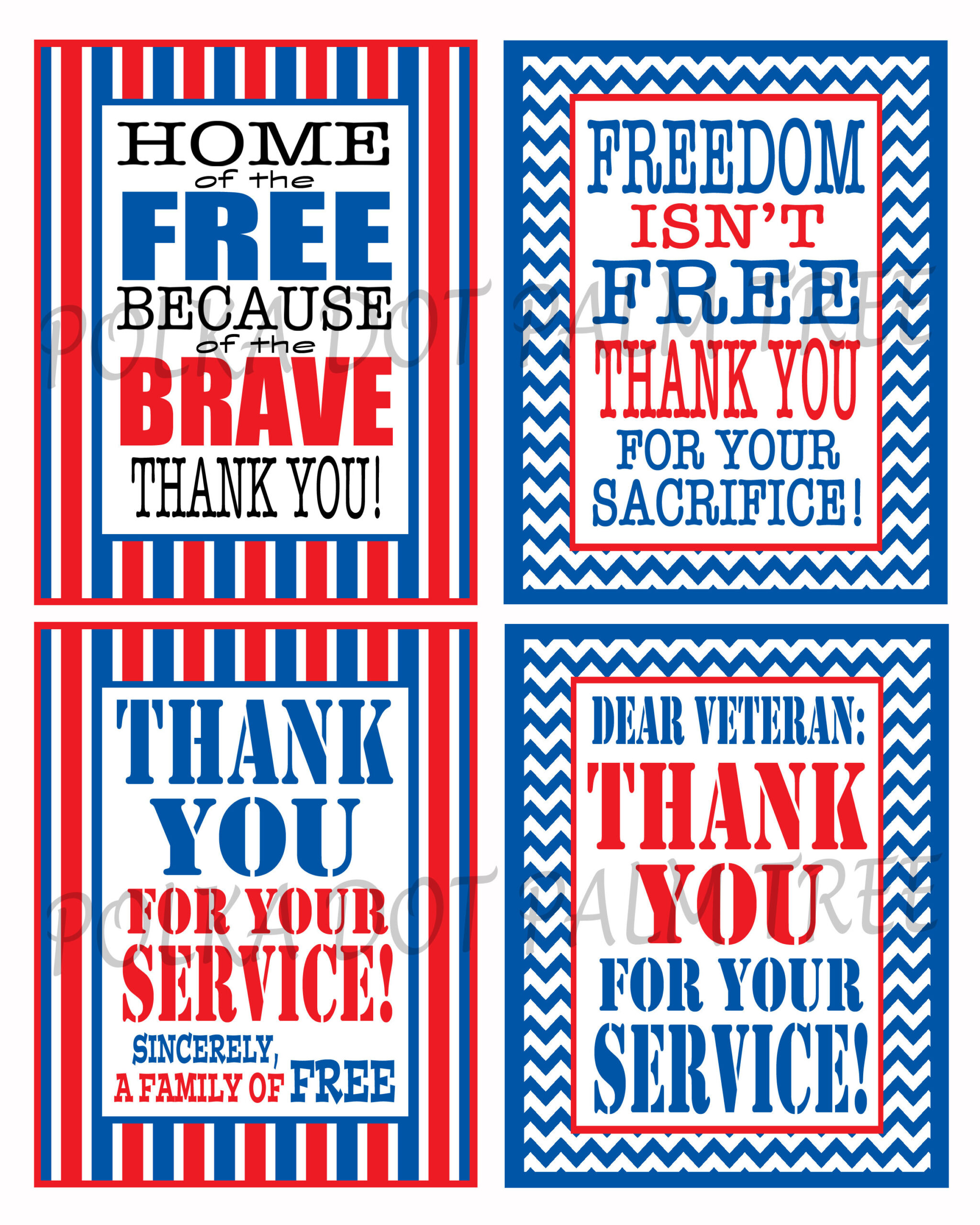 Instant Download Printable Veteran Military Patriotic Thank You in Veterans Day Thank You Card Printable
