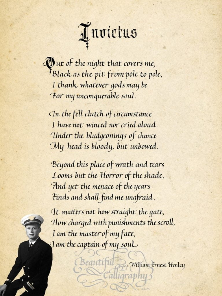 Invictus-Poem-Honoring-Soldiers ~ Beautiful Calligraphy pertaining to Veterans Day Poems By Famous Poets