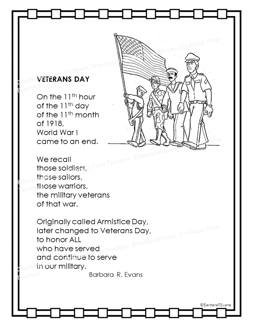 It&amp;#039;S About Time, Teachers!: November 2019 with regard to Elementary Veterans Day Poem