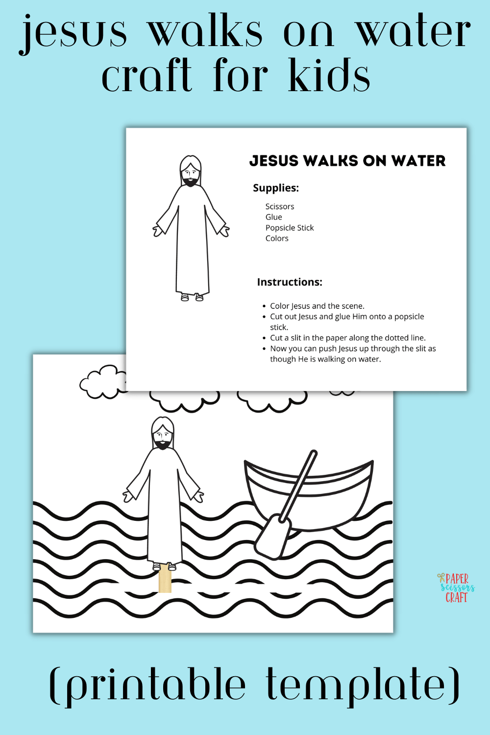 Jesus Walks On Water Craft For Kids (Printable Template) with regard to Printable Jesus Walks on Water Activity