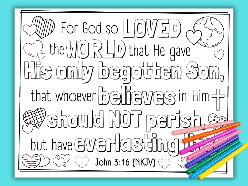 John 3:16 Coloring Pages (Nlt, Niv, Nkjv) – Deeper Kidmin in John 3 16 Printable