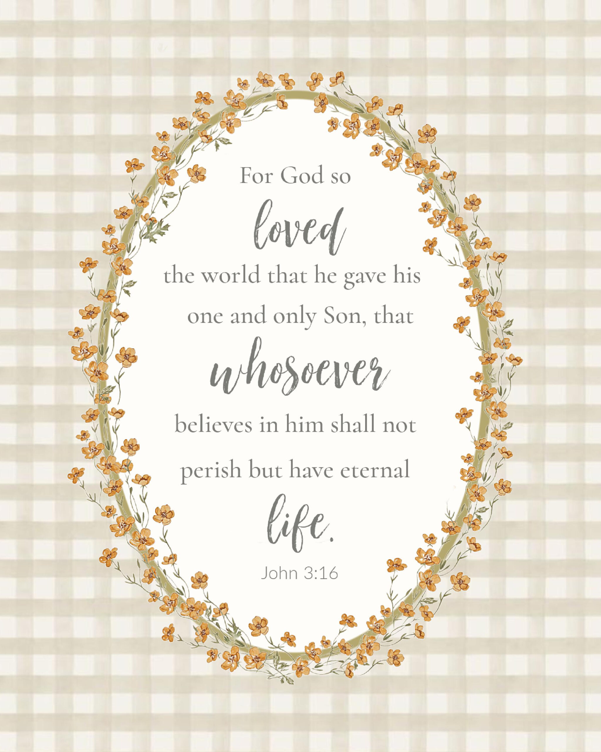 John 3:16 Printable (Hand Paintedme) Bible, Verse, Floral within John 3 16 Printable