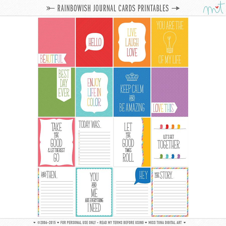 Journal Cards • Miss Tiina for Journal Cards Free Printable