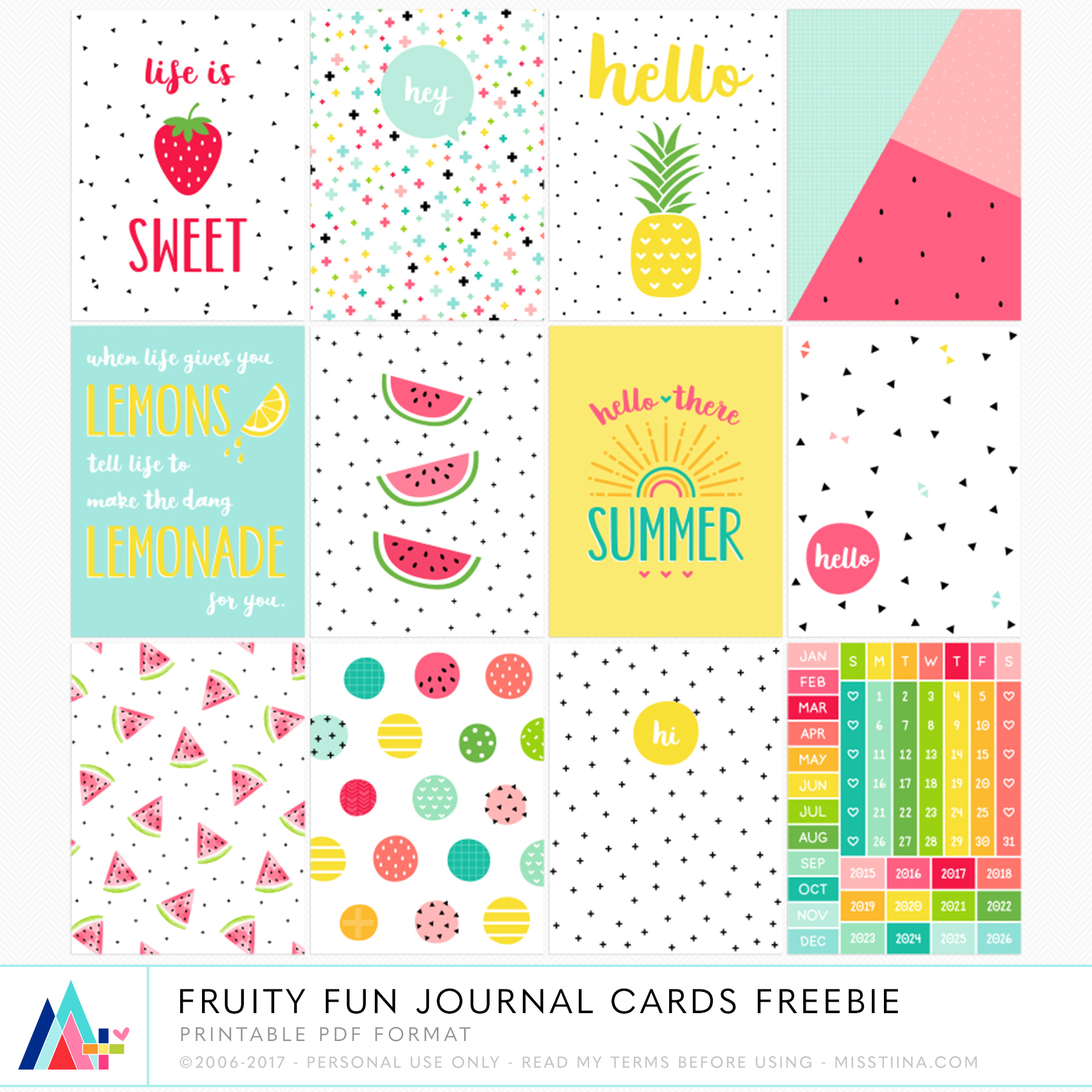 Journal Cards • Miss Tiina intended for Journal Cards Free Printable