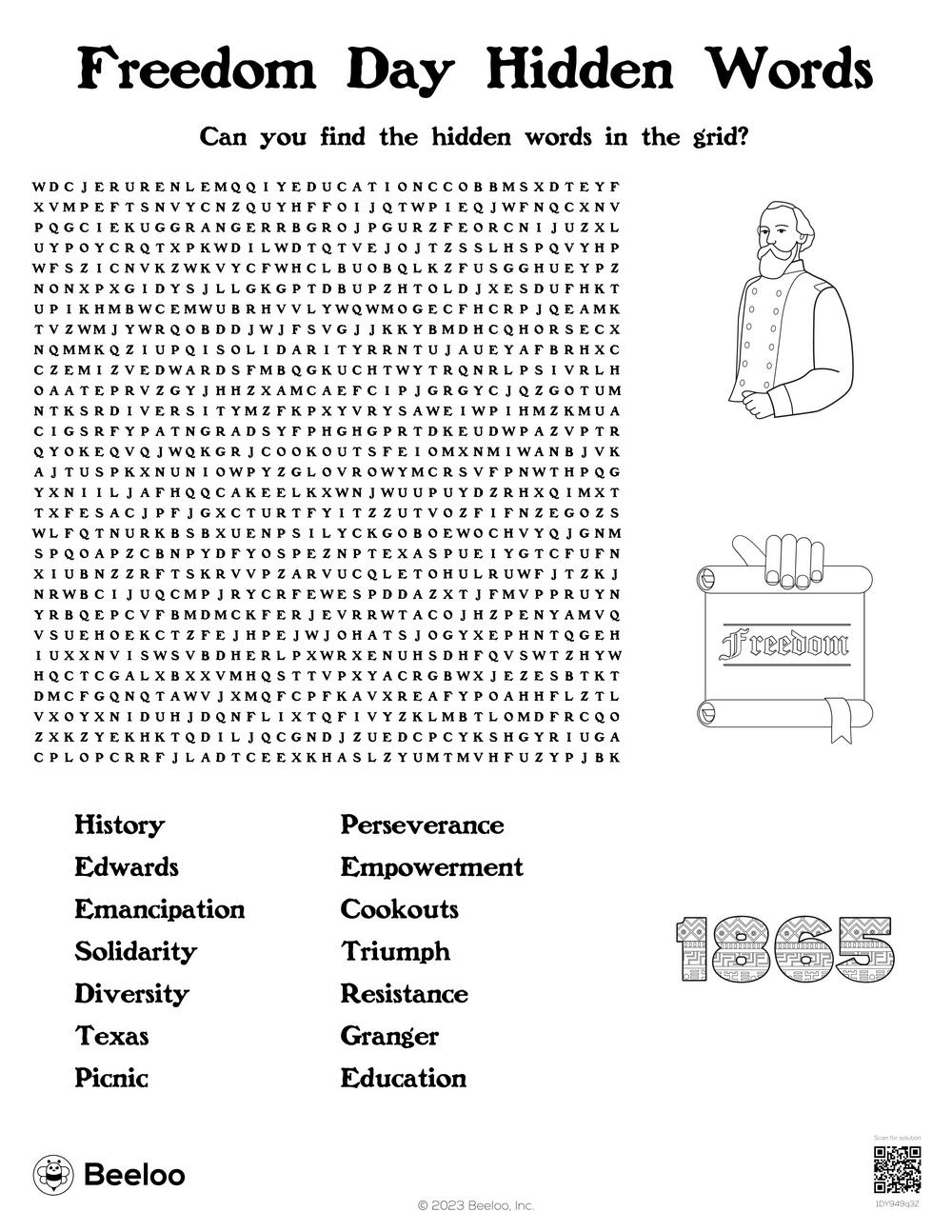 Juneteenth-Themed Word Searches • Beeloo Printable Crafts And inside Juneteenth Word Search Printable
