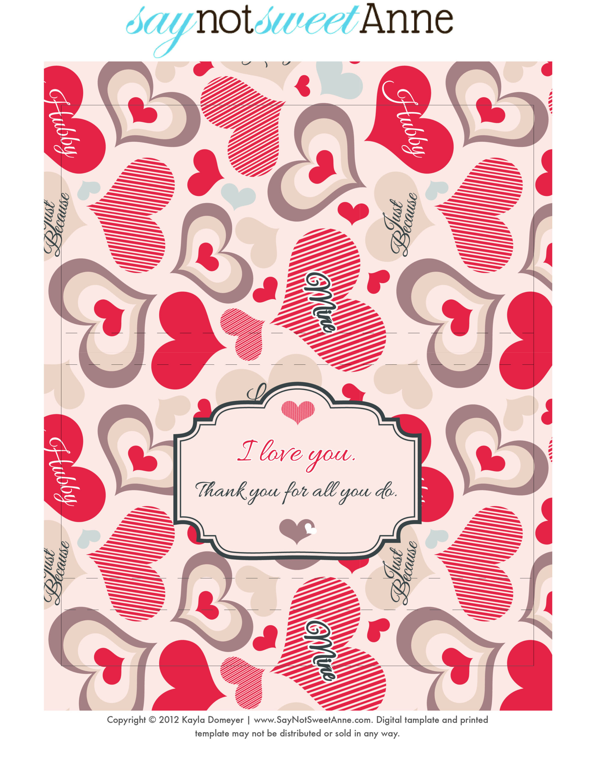 Just Because Candy [Free Printable] - Sweet Anne Designs for Valentine Candy Wrappers Free Printables