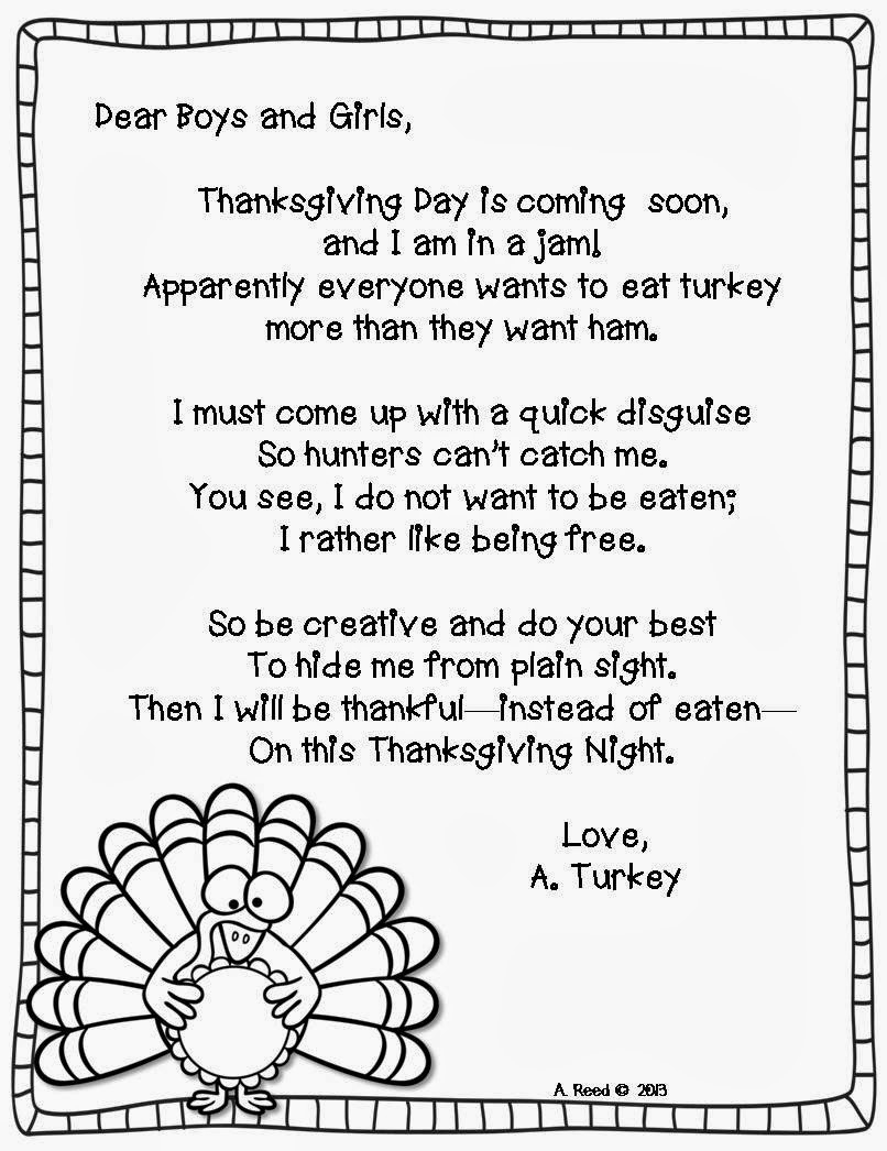 Just Reed: Eat More Ham! {How To Save A Turkey&amp;#039;S Life This throughout Turkey in Disguise Letter