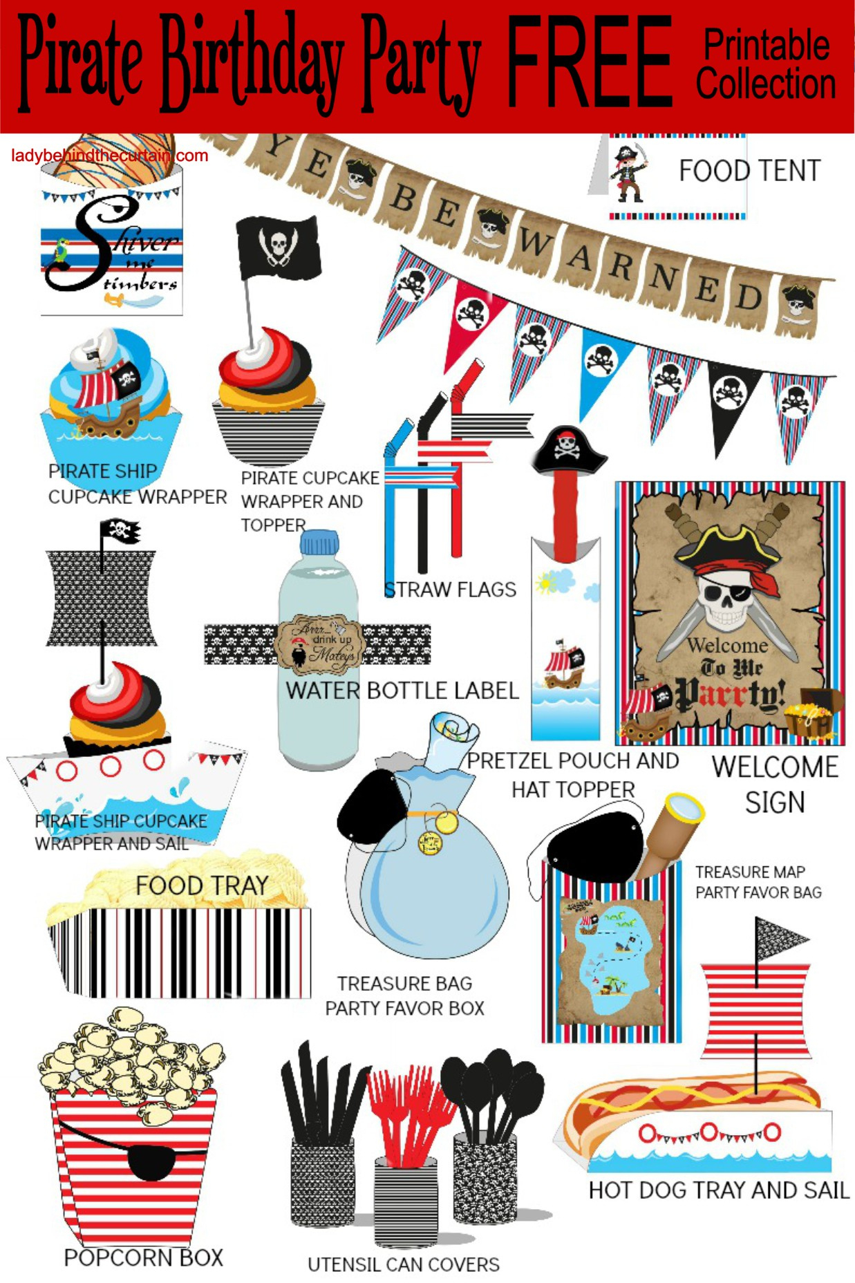 Kids Pirate Birthday Party Free Printable Collection regarding Free Pirate Party Printables