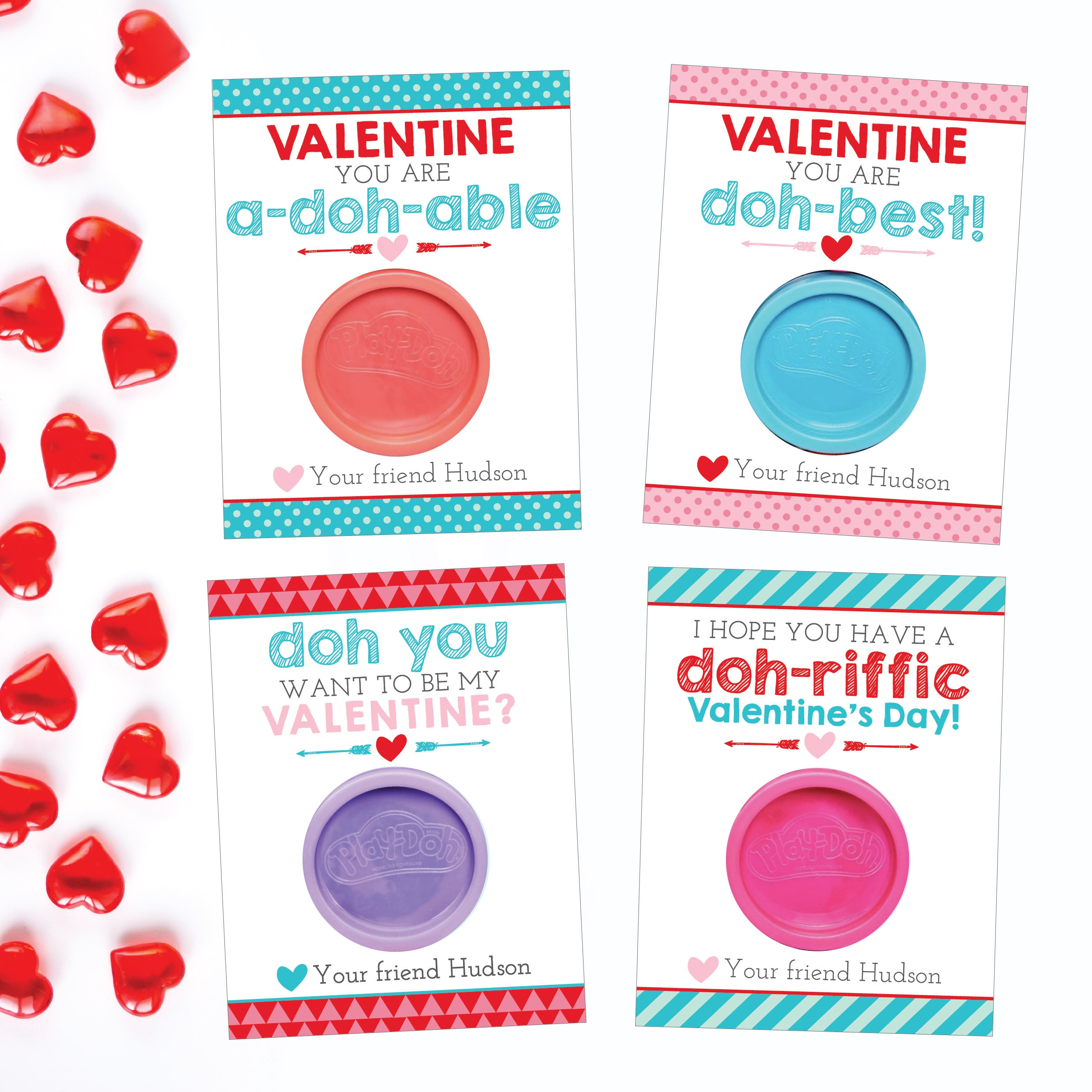 Kinder Playdoh Valentine Printable, Valentine Handout Karten in Play Doh Valentines Printable