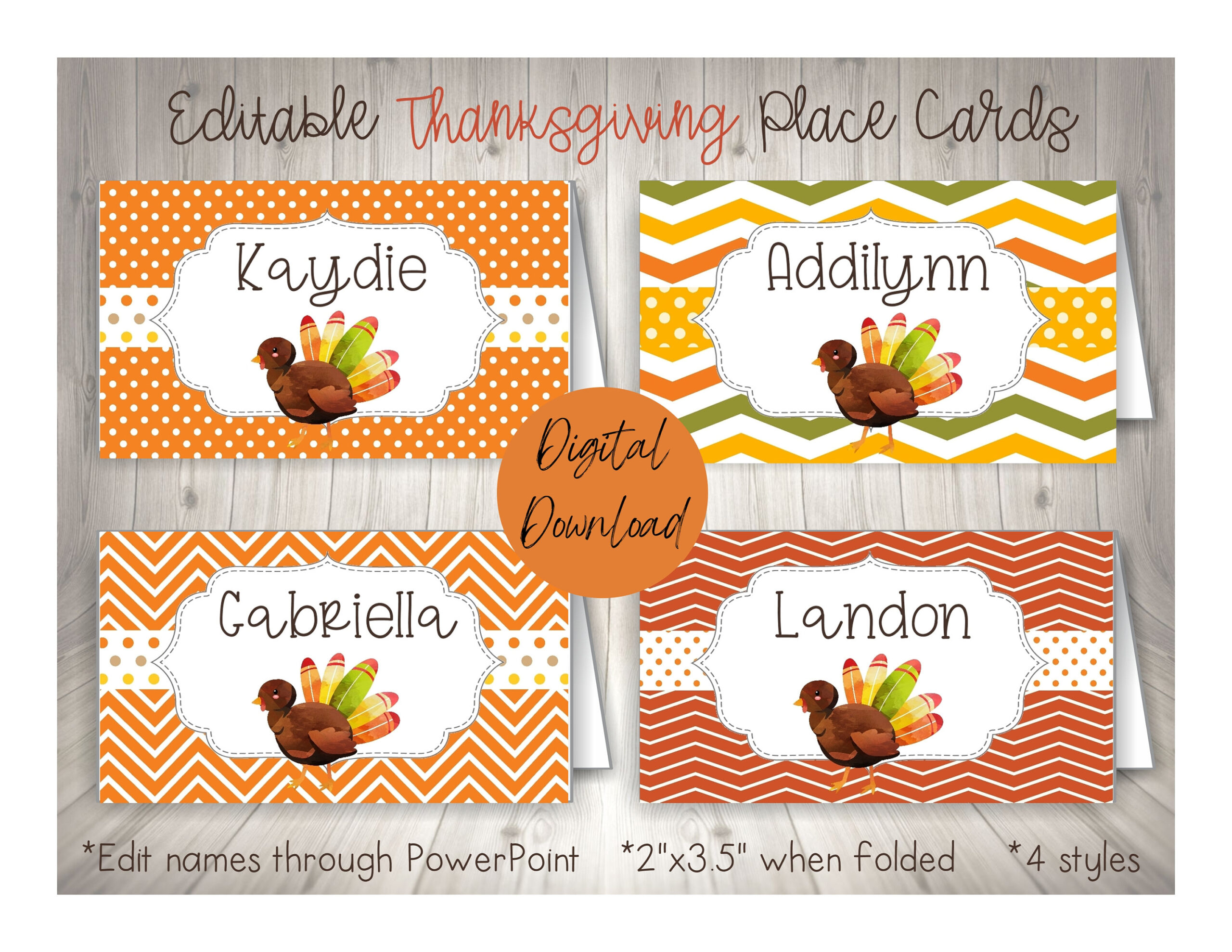 Kinder Thanksgiving-Platzkarten, Druckbare Tischkarten Für with Thanksgiving Name Cards Printable