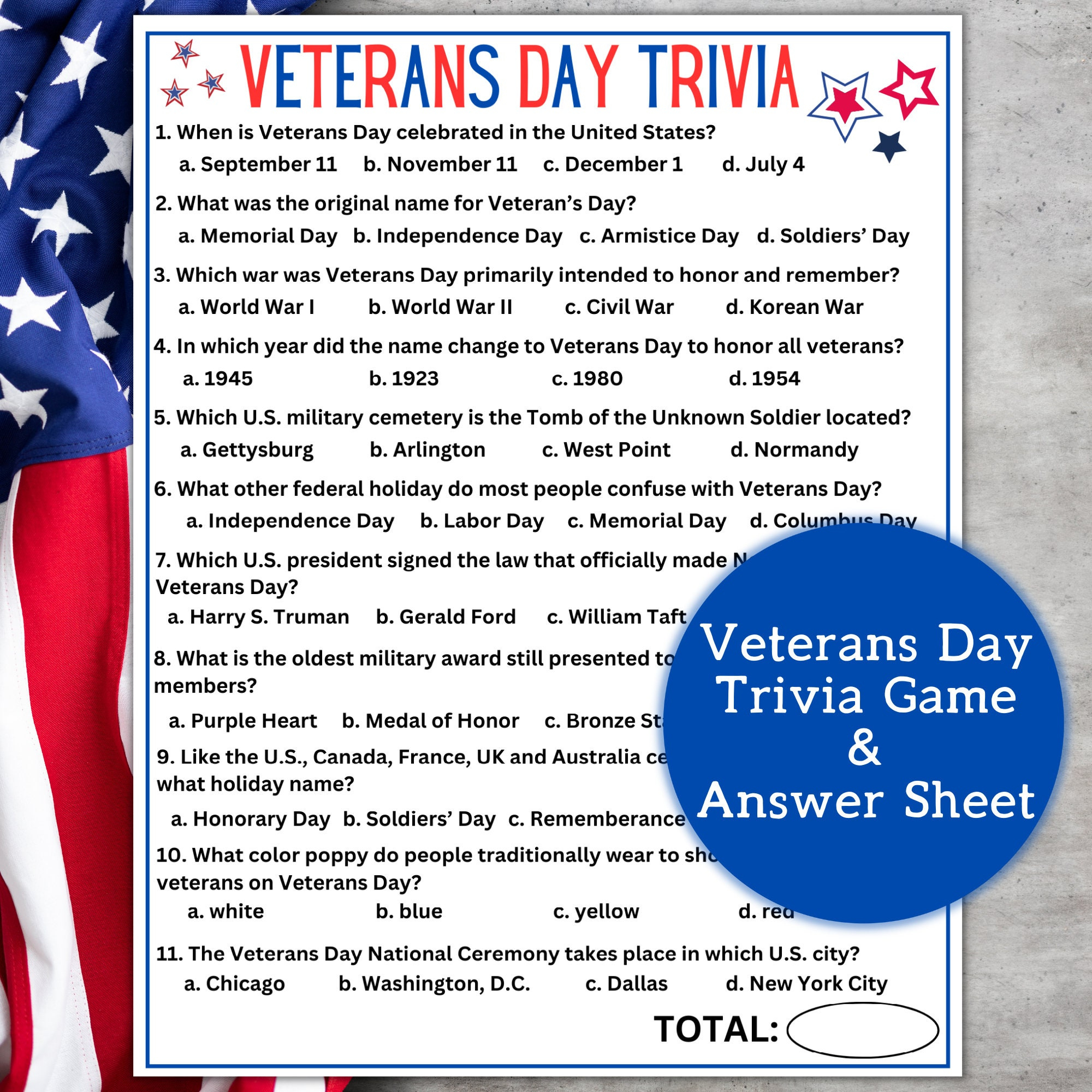 Kriegerischer Tag Trivia | Veterans Day Quiz-Spiel | Fragen Und in Printable Veterans Day Trivia