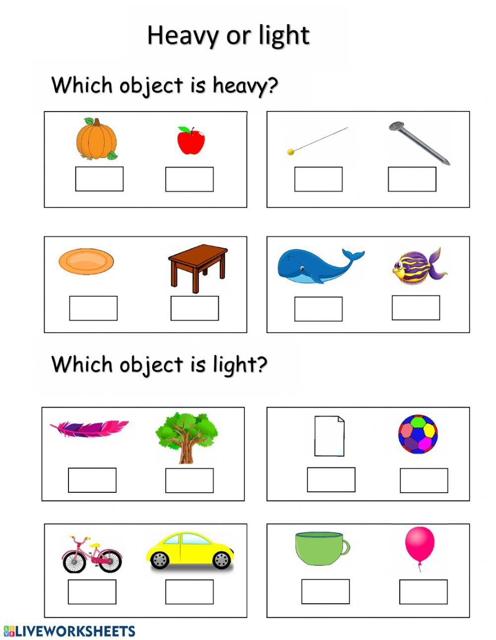 L K G / Ch 5 ( Heavy And Light ) | Heavy And Light, Math For Kids pertaining to Heavier Or Lighter Worksheet Printable