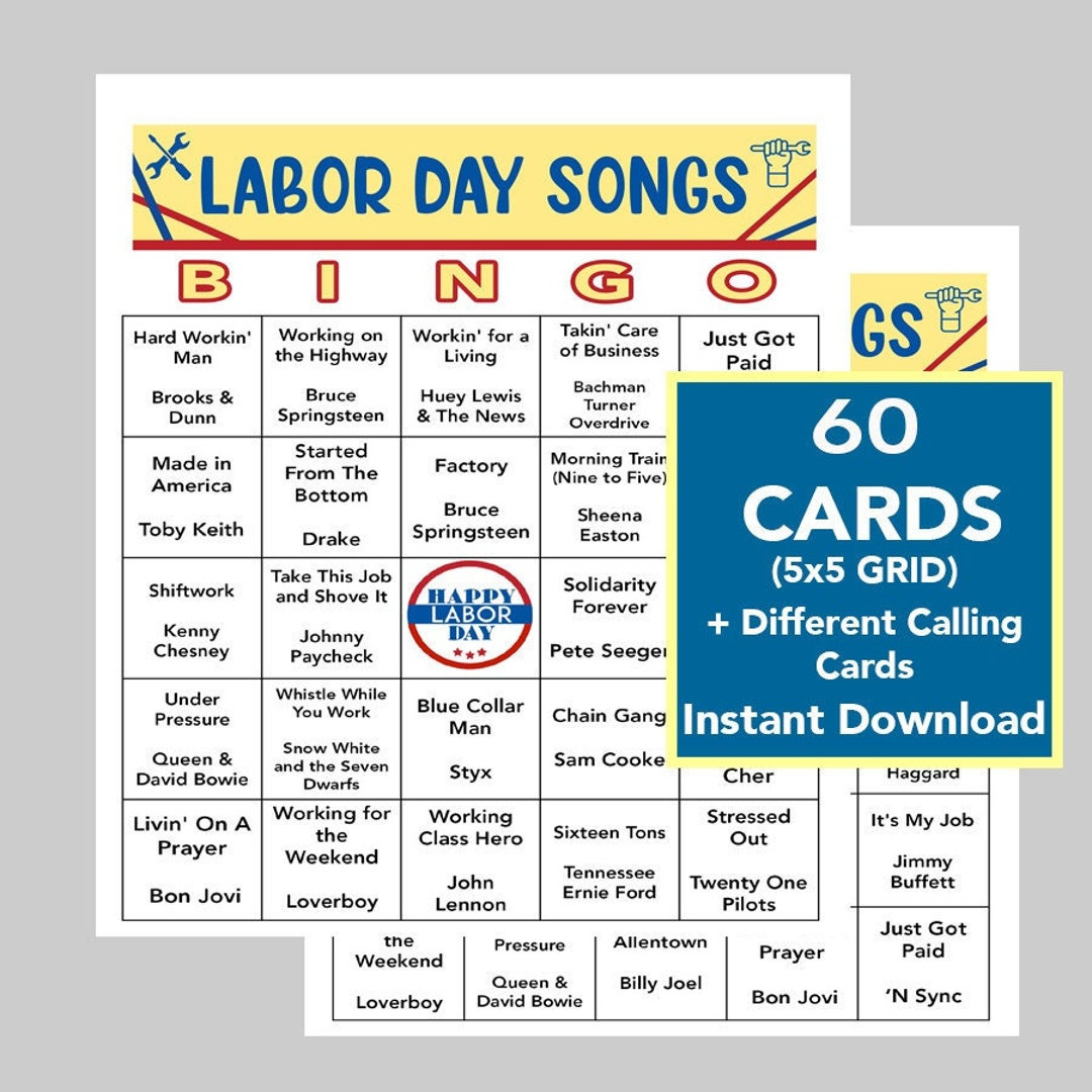Labor Day Game, Labor Day Songs Bingo Game, Labor Day Printable intended for Labor Day Bingo Free Printable