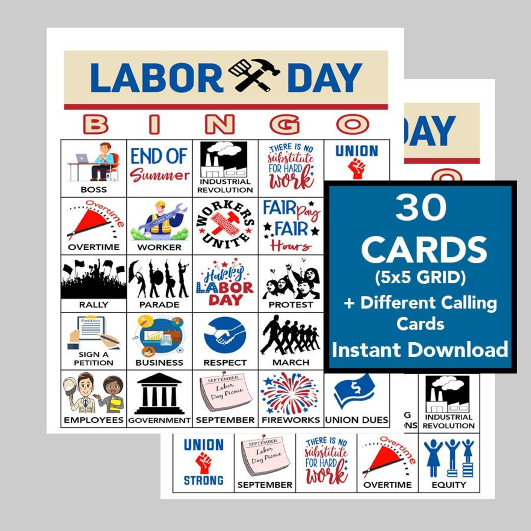 Labor Day Game, Party Game, Labor Day Bingo Game, Labor Day for Labor Day Bingo Free Printable
