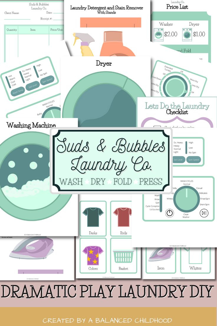 Laundry/Laundromat Dramatic Play, Pretend Play, Diy Printables intended for Laundromat Dramatic Play Free Printables