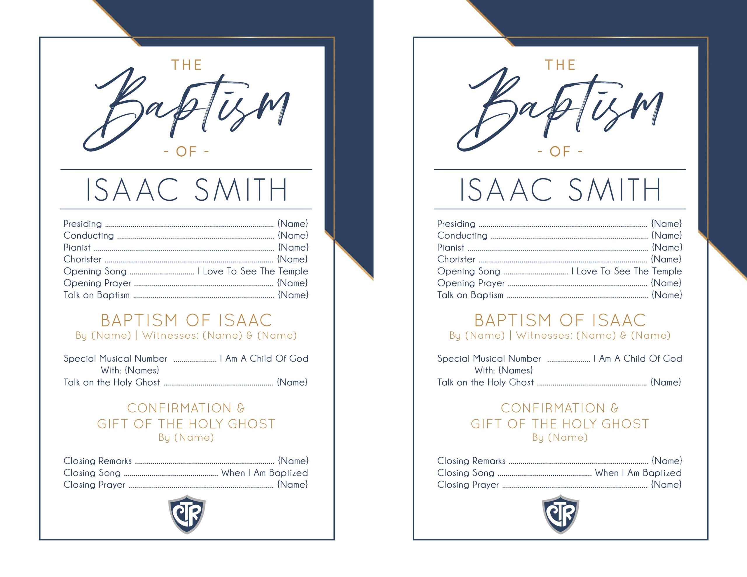 Lds Baptism Program Template: Editable Half Sheet (Digital Download) pertaining to Free Lds Baptism Printables