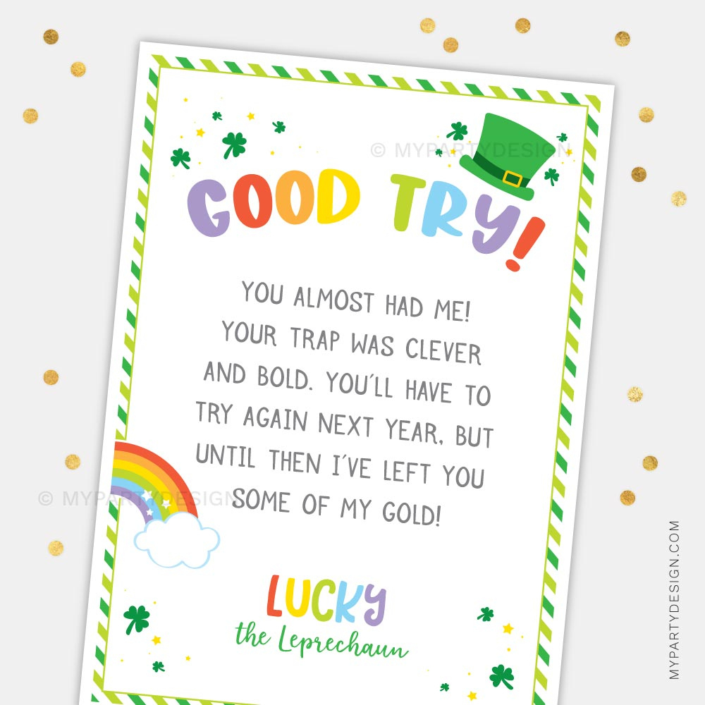 Leprechaun Trap Letter For St Patrick&amp;#039;S Day - My Party Design intended for Free Printable Leprechaun Trap Letter